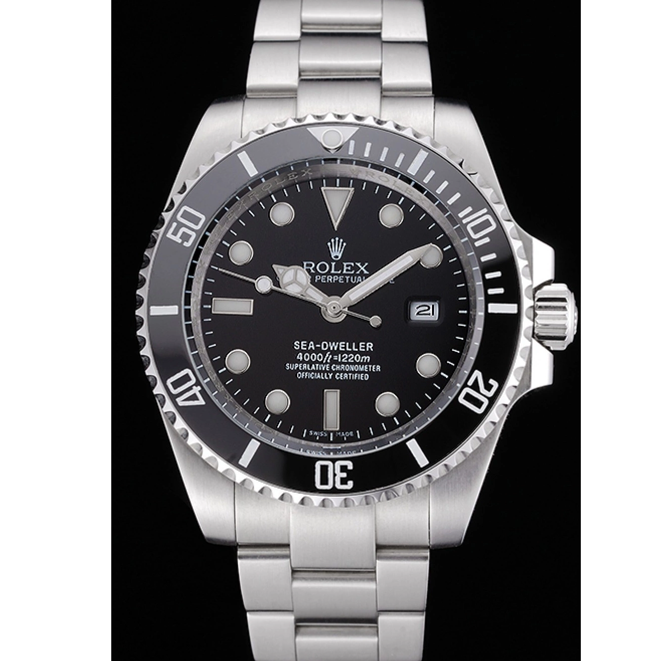 Aaa replica Steel Dwellerr Sky Case Stainless And Rolex 622837 Dial Black Bracelet 0815